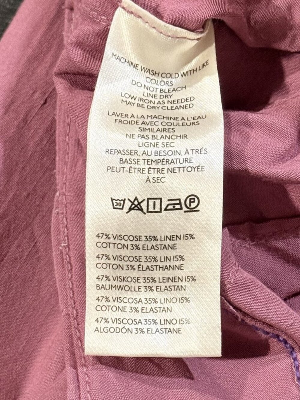 Anthropologie Maeve Sz 28 Colette Crop Wide-Leg Pants Pink Patch Pocket Linen - Picture 5 of 8